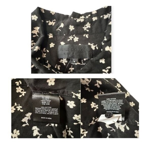 Nili Lotan Libby Floral-print Button-down Shirt In Ivory/black Floral, Size L - Picture 4 of 14